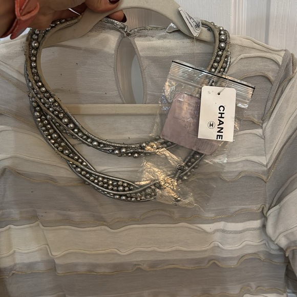 CHANEL SHEER TUNIC DRESS BEADED NWT SIZE 42 - Picture 11 of 14